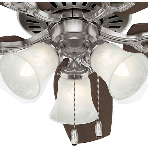  Hunter Fan Company 53237 Builder Plus Indoor Ceiling Fan with LED Lights and Pull Chain Control, 52, Brushed Nickel Finish