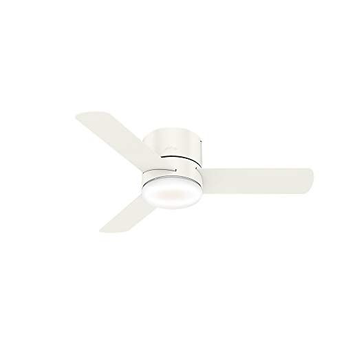  Hunter Fan Company Hunter 44 LED Kit 59452 Low Profile 44 Inch Ultra Quiet Minimus Ceiling Fan and Energy Efficient Light with Remote Control, Fresh White Finish