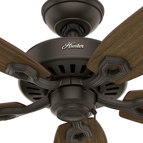  Hunter Fan Company 53242 Builder Elite Modern 52 Inch Ultra Quiet Indoor Home Ceiling Fan with Pull Chain Control without Lights, 52, New Bronze finish