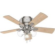 Hunter Fan Company Hunter Crestfield Indoor Low Profile Ceiling Fan with LED Light and Pull Chain Control, 42, Brushed Nickel