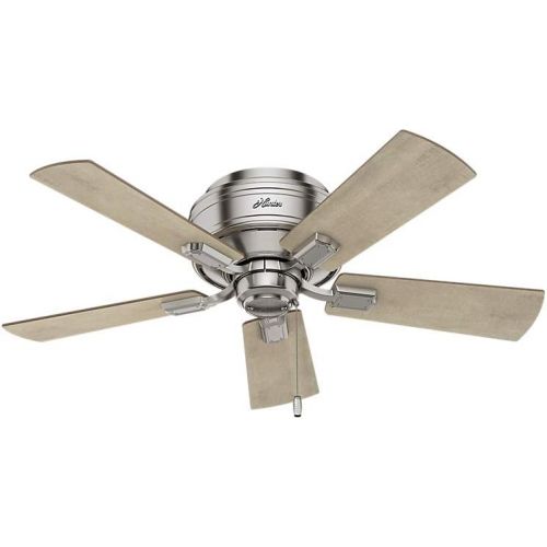  Hunter Fan Company Hunter Crestfield Indoor Low Profile Ceiling Fan with LED Light and Pull Chain Control, 42, Brushed Nickel