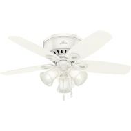 Hunter Fan Company Hunter Builder Indoor Low Profile Ceiling Fan with LED Light and Pull Chain Control, 42, White
