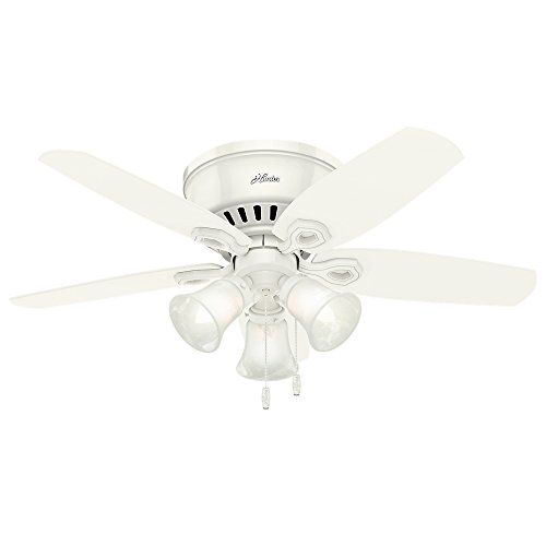  Hunter Fan Company Hunter Builder Indoor Low Profile Ceiling Fan with LED Light and Pull Chain Control, 42, White