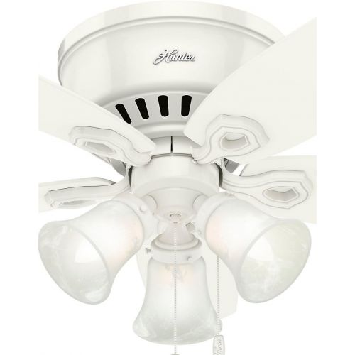  Hunter Fan Company Hunter Builder Indoor Low Profile Ceiling Fan with LED Light and Pull Chain Control, 42, White