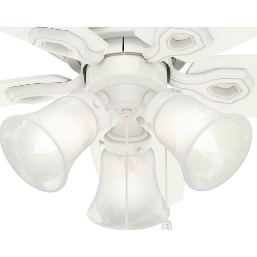  Hunter Fan Company Hunter Builder Indoor Low Profile Ceiling Fan with LED Light and Pull Chain Control, 42, White