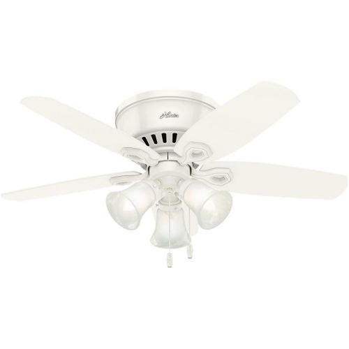 Hunter Fan Company Hunter Builder Indoor Low Profile Ceiling Fan with LED Light and Pull Chain Control, 42, White