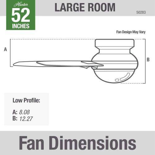  Hunter Fan Company 50283 Dempsey Indoor Low Profile Ceiling Fan with LED Light and Remote Control, 52, Brushed Nickel Finish