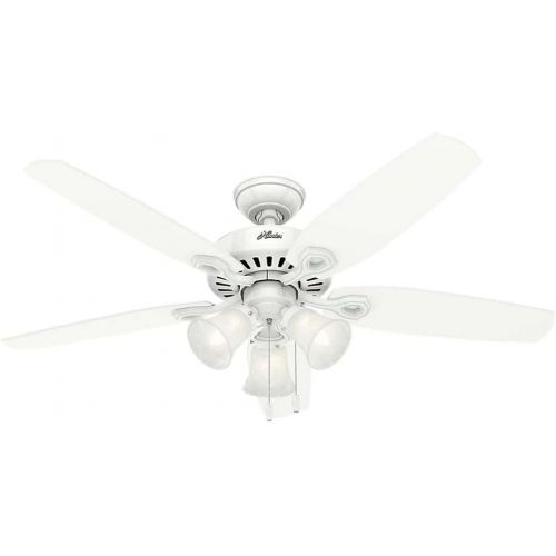  Hunter Fan Company 53236 Hunter Builder Plus Indoor Ceiling Fan with Lights and Pull Chain Control, 52, Snow White Finish