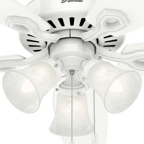  Hunter Fan Company 53236 Hunter Builder Plus Indoor Ceiling Fan with Lights and Pull Chain Control, 52, Snow White Finish