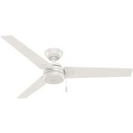 Hunter Fan Company 59263 Cassius 52 Inch 3 Blade 3 Speed Wooden Indoor/Outdoor Ceiling Fan with Pull Chain Control, Light Stripe, 52, Fresh White Finish