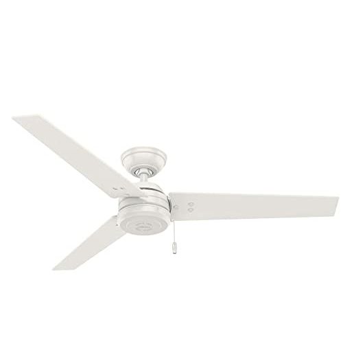  Hunter Fan Company 59263 Cassius 52 Inch 3 Blade 3 Speed Wooden Indoor/Outdoor Ceiling Fan with Pull Chain Control, Light Stripe, 52, Fresh White Finish
