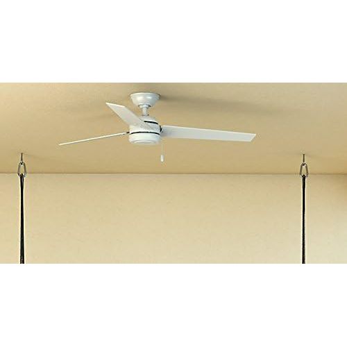  Hunter Fan Company 59263 Cassius 52 Inch 3 Blade 3 Speed Wooden Indoor/Outdoor Ceiling Fan with Pull Chain Control, Light Stripe, 52, Fresh White Finish