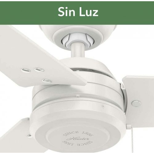  Hunter Fan Company 59263 Cassius 52 Inch 3 Blade 3 Speed Wooden Indoor/Outdoor Ceiling Fan with Pull Chain Control, Light Stripe, 52, Fresh White Finish