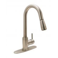 Huntington Brass 51181-72 Single-Handle Pull-Down Kitchen Faucet with Sprayer and Optional Deck Plate, Satin Nickel