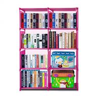Hurbo [US STOCK] 8 Cube DIY Storage Shelves Open 4-tiers Bookshelf Closet Organizer Rack Cabinet (Pink)