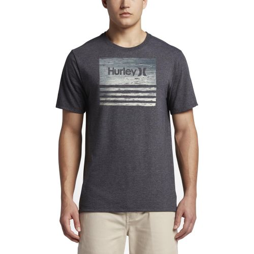  Hurley MTS0024380 Mens Borderline Textripe Tee Shirt, Black Heather - L