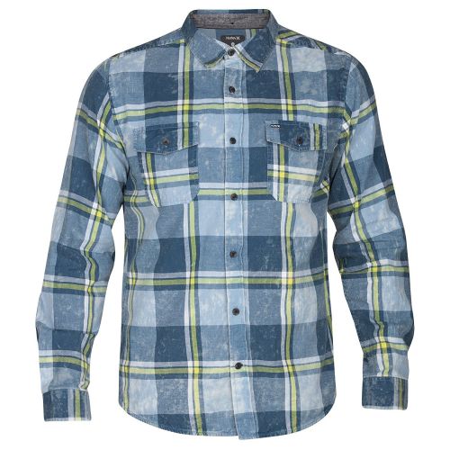  Hurley Mens Burnside Long Sleeve Flannel Shirt MVS0004250, Space Blue, XX-Large (Space Blue, XX-Large)