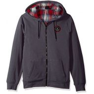 Hurley Mens Flannel Lined Zip Up Two Layer Hoodie with Patch Detail
