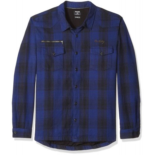  Hurley Mens Kyoto Heavy Weight Plaid Flannel Button Up Shirt