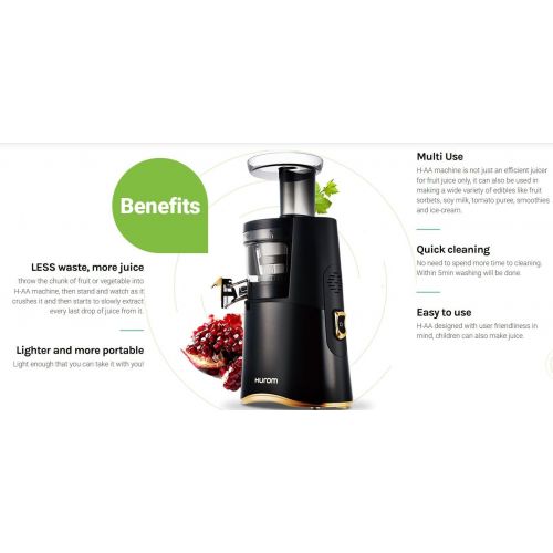  Hurom H-AA Slow Juicer, Matte Black