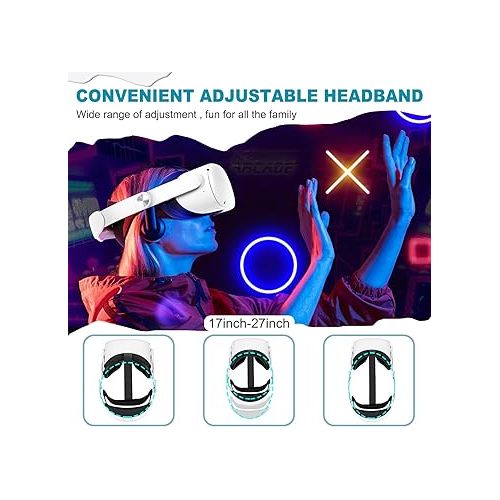  Head Strap with Battery for Oculus Quest 2, 10000mAh Fast Charging Battery Pack Extend 8H Playtime, Counter Balance Adjustable Elite Strap Replacement Accessories Enhanced Comfort Support in VR