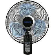 Hurricane Wall Mount Fan - 16 Inch | Super 8 | Wall Fan Figure 8 Pattern Technology, Remote Control Included, 3 Speed Settings, 3 Oscillating Settings - ETL Listed, Black