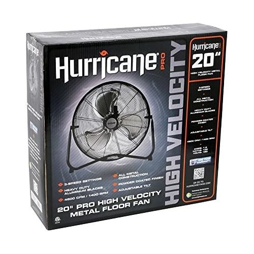  Hurricane HGC736476 Pro Series High Velocity Metal Floor Fan, 20, Black