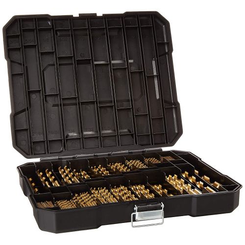  Hurricane 230 Pieces Titanium Twist Drill Bit Set, 135° Tip High Speed Steel, Size from 3/64 up to 1/2, Ideal Drilling in Wood/Cast Iron/Aluminum Alloy/Plastic/Fiberglass, with Hard Storage