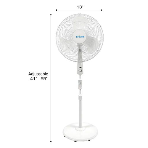  Hurricane Stand Fan - 16 Inch | Supreme Series |90 Degree Oscillation, 3 Speed Settings, Adjustable Height 41 Inches to 55 Inches - ETL Listed, White