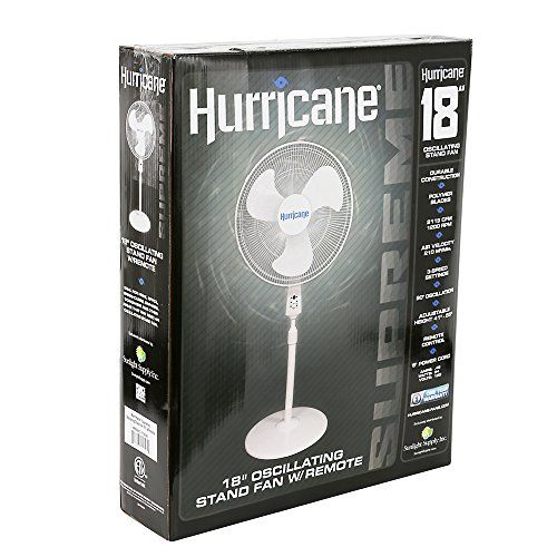  Hurricane Stand Fan - 16 Inch | Supreme Series |90 Degree Oscillation, 3 Speed Settings, Adjustable Height 41 Inches to 55 Inches - ETL Listed, White