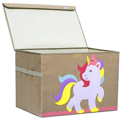  [아마존베스트]Hurricane Munchkin Large Toy Chest. Canvas Soft Storage Bin with Lid for Toy Storage, Books, Stuffed Animal, Clothes. Princess Girls Toy Box for Girls Nursery, Bedroom 14x 15x 21 (