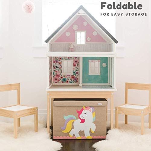  [아마존베스트]Hurricane Munchkin Large Toy Chest. Canvas Soft Storage Bin with Lid for Toy Storage, Books, Stuffed Animal, Clothes. Princess Girls Toy Box for Girls Nursery, Bedroom 14x 15x 21 (