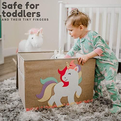  [아마존베스트]Hurricane Munchkin Large Toy Chest. Canvas Soft Storage Bin with Lid for Toy Storage, Books, Stuffed Animal, Clothes. Princess Girls Toy Box for Girls Nursery, Bedroom 14x 15x 21 (