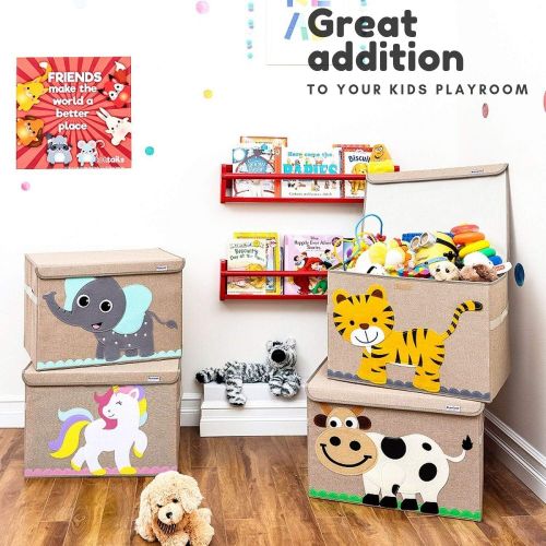  [아마존베스트]Hurricane Munchkin Large Toy Chest. Canvas Soft Fabric Toy Storage Bin Basket with Lid. Woodland Forest Safari Toy Box for Kids, Boys, Girls, Toddler and Baby Nursery (Tiger)