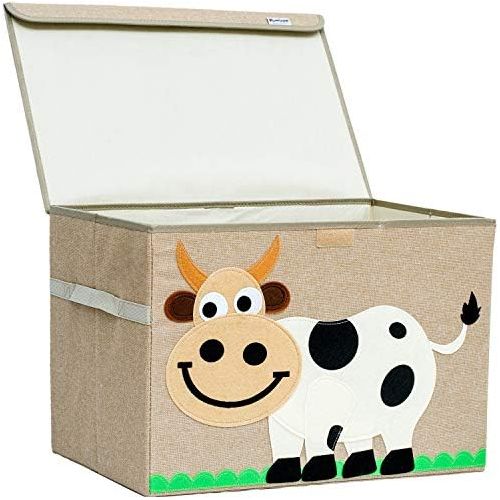  Hurricane Munchkin Large Toy Chest. Canvas Soft Fabric Children Toy Storage Bin Basket with Flip-top Lid. Farmhouse Barnyard Toy Box for Kids, Boys, Girls, Toddler and Baby Nursery