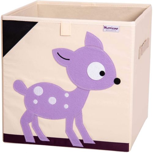  Hurricane Munchkin 13 inch Animal Cube Storage Bin. Soft Fabric Animal Toy Storage Box for Cube Organizers. Woodland Kids Storage Cubes for Baby, Toddlers, Girls, Boys, Nursery & P