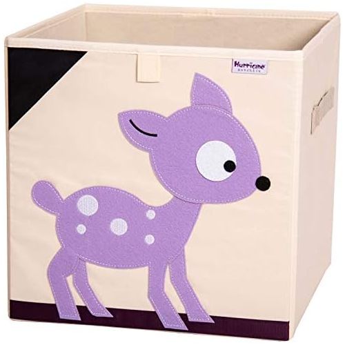  Hurricane Munchkin 13 inch Animal Cube Storage Bin. Soft Fabric Animal Toy Storage Box for Cube Organizers. Woodland Kids Storage Cubes for Baby, Toddlers, Girls, Boys, Nursery & P