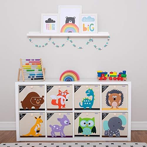  Hurricane Munchkin 13 inch Animal Cube Storage Bin. Soft Fabric Animal Toy Storage Box for Cube Organizers. Woodland Kids Storage Cubes for Baby, Toddlers, Girls, Boys, Nursery & P