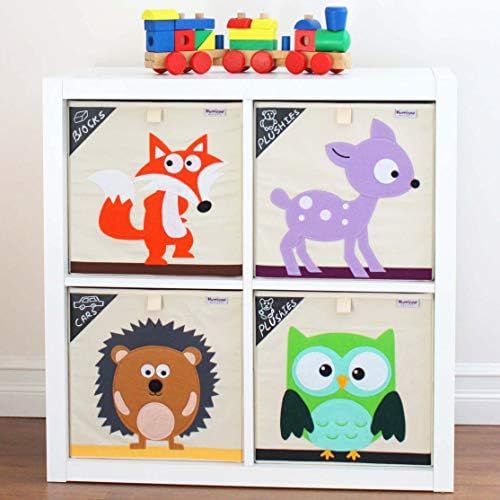  Hurricane Munchkin 13 inch Animal Cube Storage Bin. Soft Fabric Animal Toy Storage Box for Cube Organizers. Woodland Kids Storage Cubes for Baby, Toddlers, Girls, Boys, Nursery & P