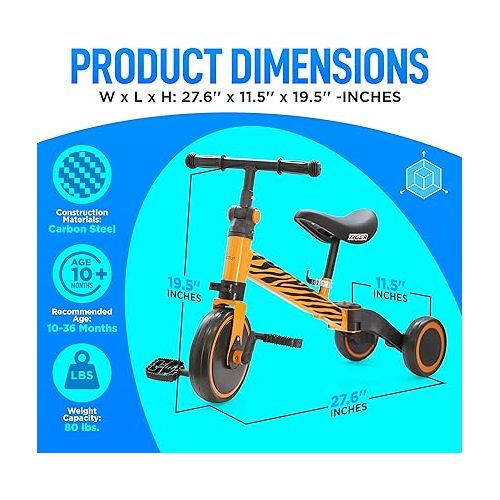  Hurtle 3 in 1 Kids Tricycles - Balance Training Bike Convertible Toddler Walker Riding Toys