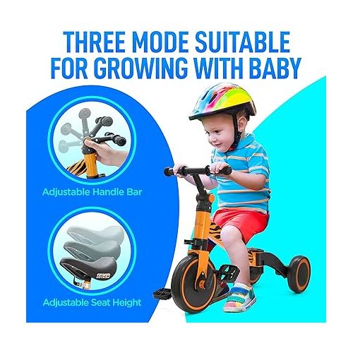  Hurtle 3 in 1 Kids Tricycles - Balance Training Bike Convertible Toddler Walker Riding Toys