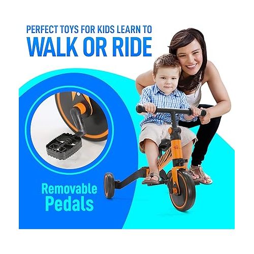  Hurtle 3 in 1 Kids Tricycles - Balance Training Bike Convertible Toddler Walker Riding Toys