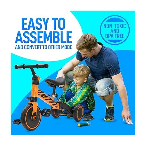  Hurtle 3 in 1 Kids Tricycles - Balance Training Bike Convertible Toddler Walker Riding Toys