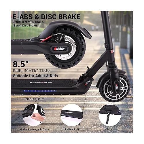 Hurtle Folding Electric Scooter for Adults-300W Brushless Motor Foldable Commuter Scooter w/8.5 Inch Pneumatic Tires,3 Speed Up to 19MPH,18 Miles,Disc Brake&ABS,for Adult&Kids-Hurtle HURES18-M5, Black