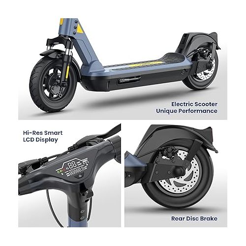  Hurtle Folding Electric Scooter - 10” Honeycomb Tires, 25 Miles Range, 19 MPH Max Speed, 500W 36V Brushless Motor Escooter with App Control, E-ABS Front Drum & Rear Disc Brakes, E-Scooter for Adult