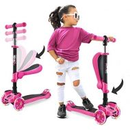 Hurtle 3 Wheeled Scooter for Kids - Stand & Cruise Child/Toddlers Toy Folding Kick Scooters w/Adjustable Height, Anti-Slip Deck, Flashing Wheel Lights, for Boys/Girls 2-12 Year Old
