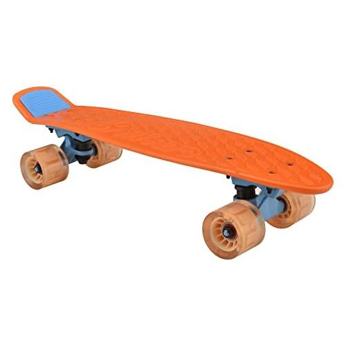  Hurtle Standard Skateboard Mini Cruiser - 6 PP Deck Complete Double Kick Skate Board w/ 3.25 Aluminum Alloy Truck, PU Wheels w/ LED Light - for Kids, Teens, Adults