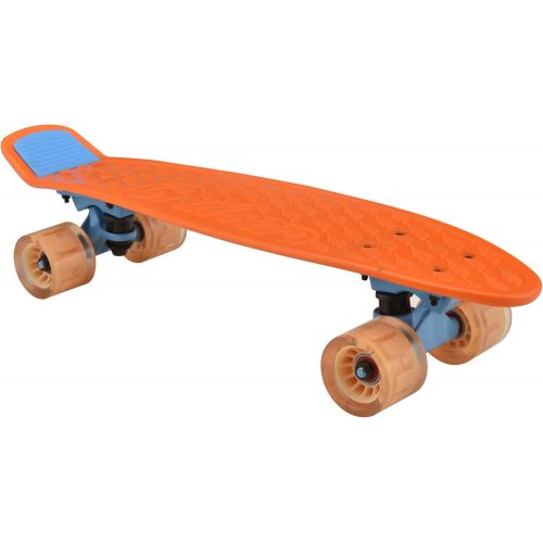  Hurtle Standard Skateboard Mini Cruiser - 6 PP Deck Complete Double Kick Skate Board w/ 3.25 Aluminum Alloy Truck, PU Wheels w/ LED Light - for Kids, Teens, Adults