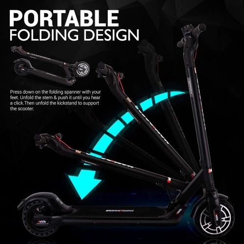  Hurtle Folding Electric Scooter for Adults - 300W Brushless Motor Foldable Commuter Scooter w/ 8.5 Inch Pneumatic Tires, 3 Speed Up to 19MPH, 18 Miles, Disc Brake & ABS, for Adult & Kids