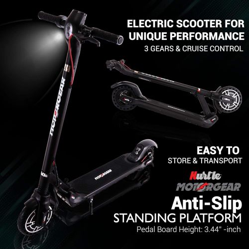  Hurtle Folding Electric Scooter for Adults - 300W Brushless Motor Foldable Commuter Scooter w/ 8.5 Inch Pneumatic Tires, 3 Speed Up to 19MPH, 18 Miles, Disc Brake & ABS, for Adult & Kids